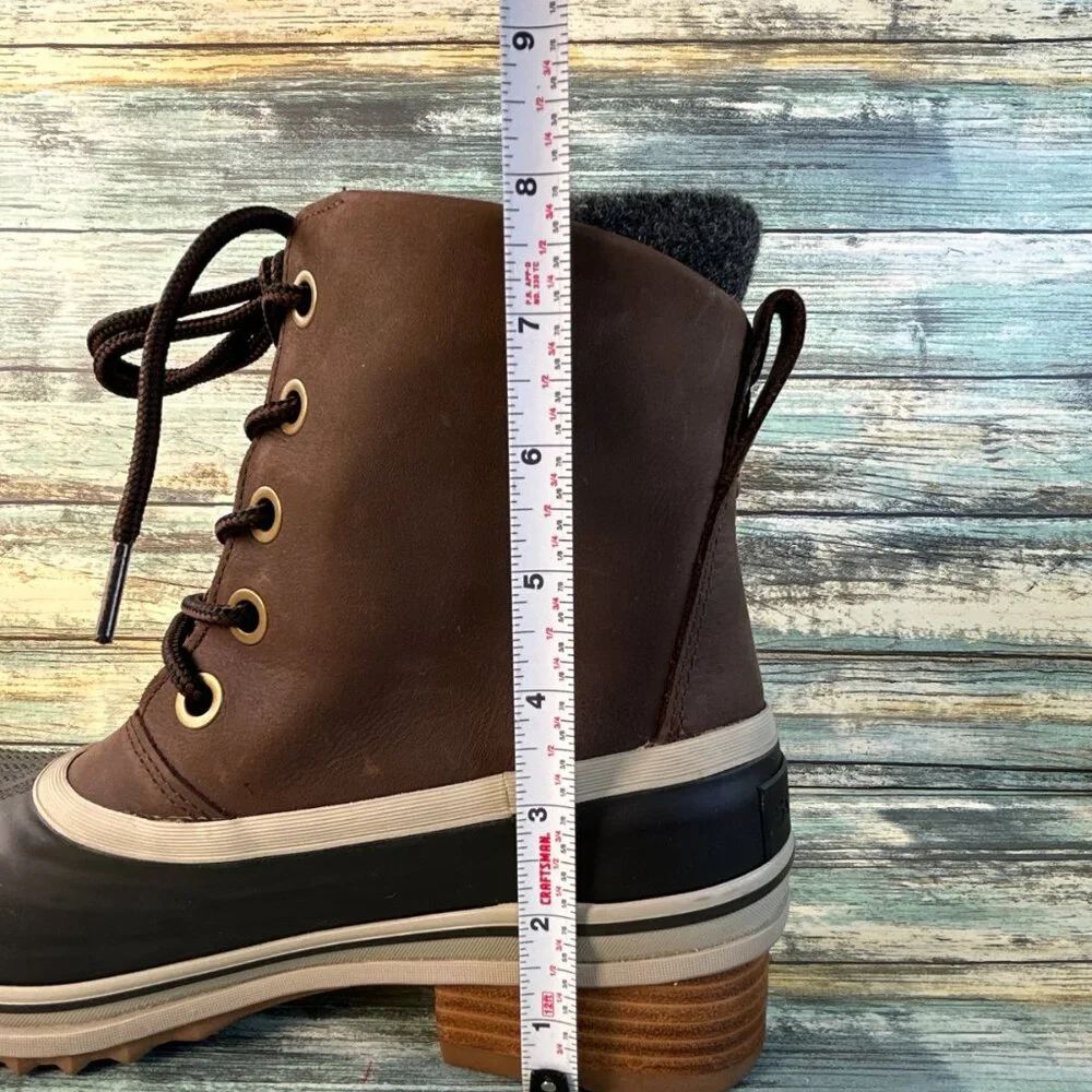 Sorel Slimpack lll Waterproof Winter Boot Womens 8.5 Brown Leather Ankle Lace Up